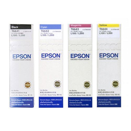EPSON T6641*2/ T6642/T6643/T6644原廠墨水(5瓶一組) 2黑+3彩 L355/L120/L121/L455/L365/L555/L350/L360/L1300/L565