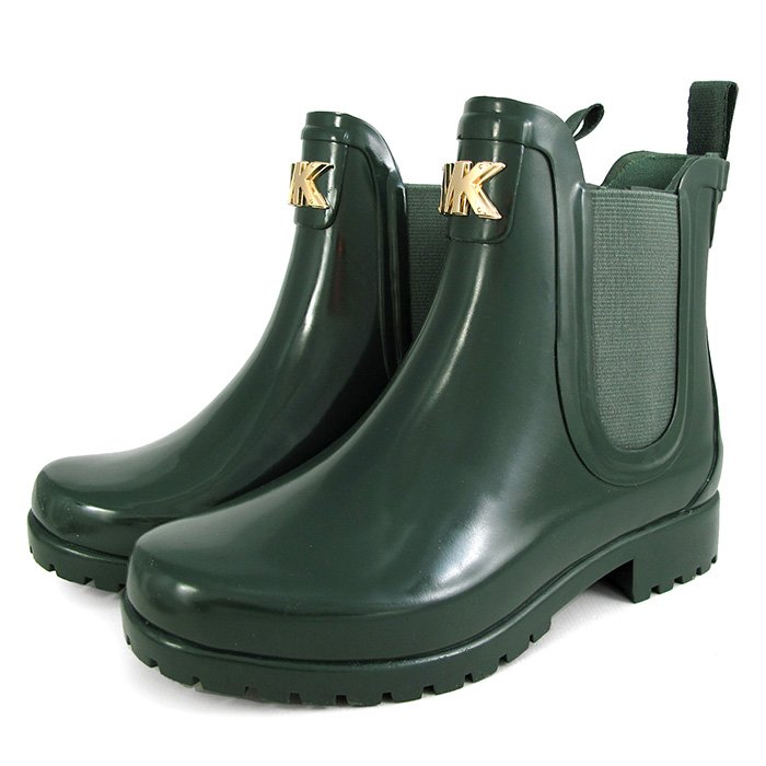 MICHAEL KORS 金字LOGO橡膠雨靴(墨綠色)40F1SDFE5Q