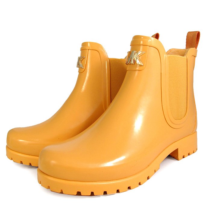 MICHAEL KORS 金字LOGO橡膠雨靴(嫩黃色)40F1SDFE5Q