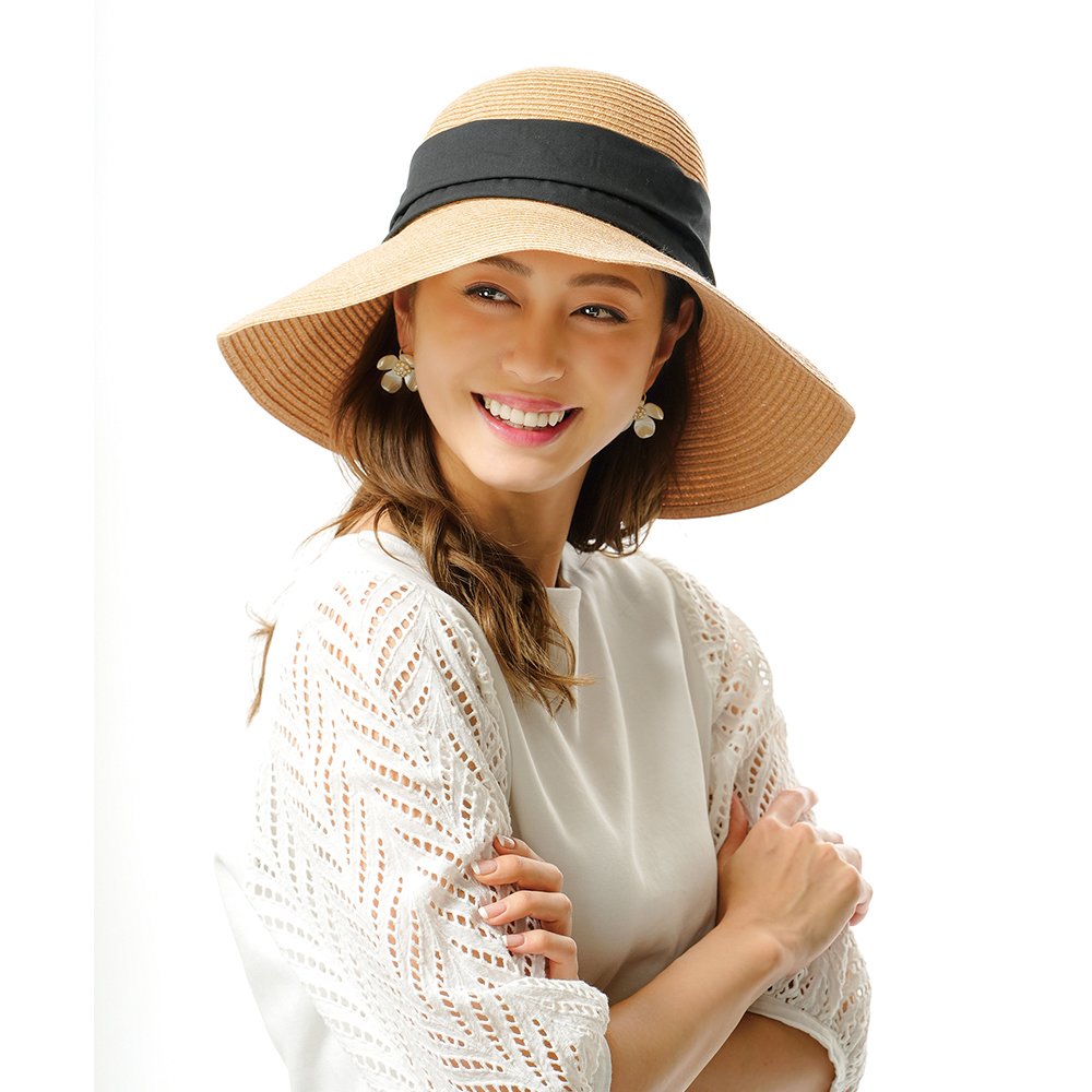 【日本Needs Labo】COOL抗UV涼爽亞麻式緞帶防曬帽 一入 藤編帽 緞帶帽 草帽 遮陽帽