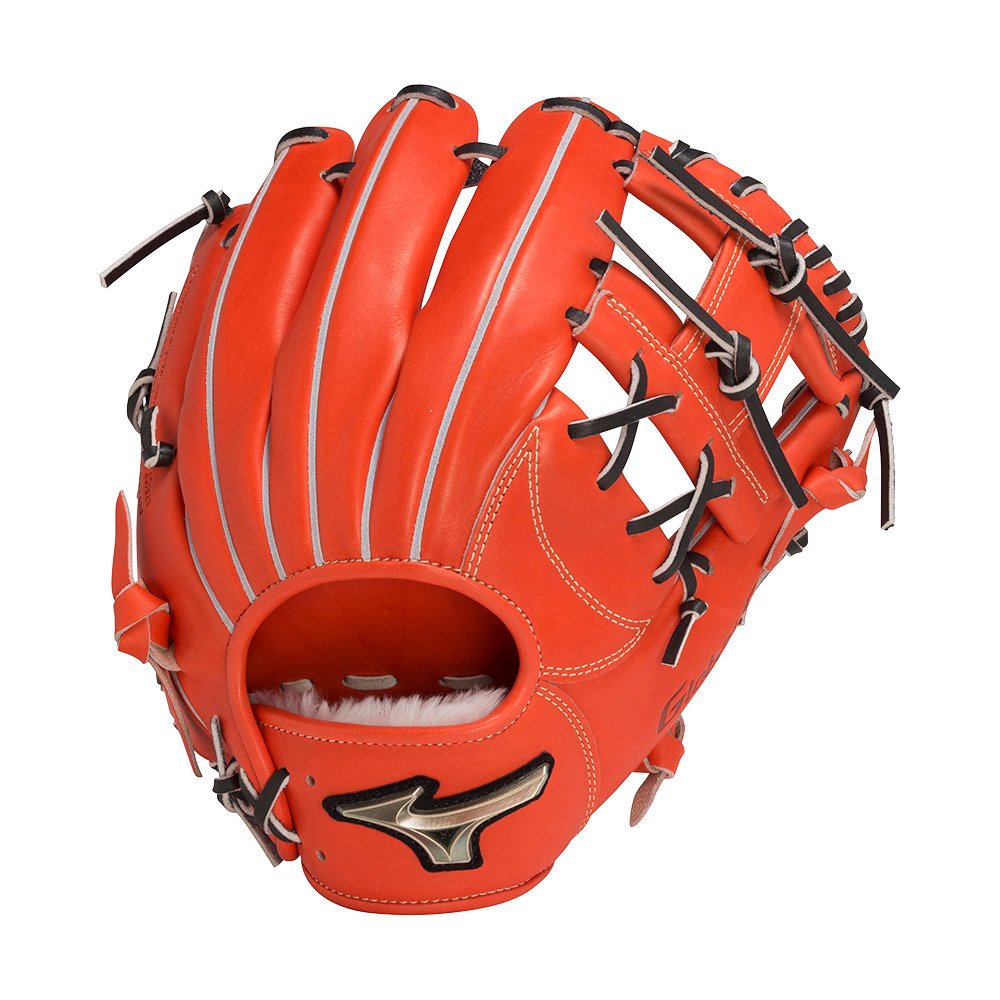 「野球魂」--特價！日本「MIZUNO」【Global Elite】等級輕量版軟式棒手套（內野手，1AJGR28503，52橘紅色）附手套袋