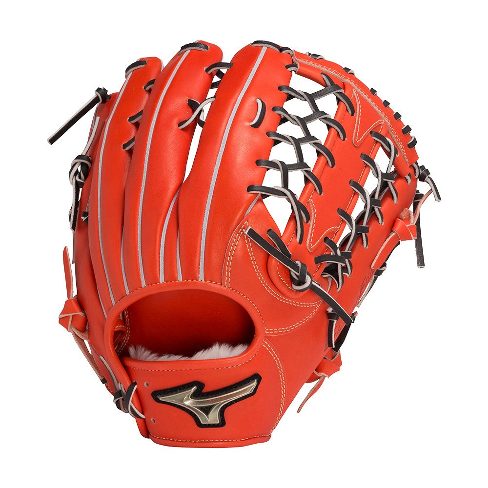「野球魂」--特價！日本「MIZUNO」【Global Elite】等級輕量版軟式棒手套（外野手，1AJGR28507，52橘紅色）附手套袋