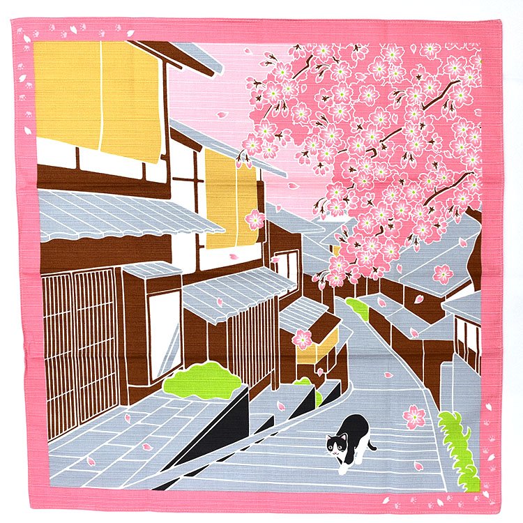 路地裡的櫻花 風呂敷 手拭 掛飾 手帕 頭巾 桌巾 裝飾 日本製 100%棉 50x50cm