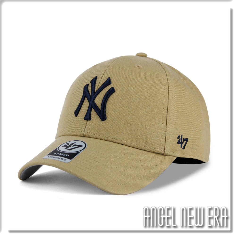 【ANGEL NEW ERA】47 brand MLB NY 紐約 洋基 奶茶色 黑字 魔鬼氈 硬板 老帽 棒球帽 穿搭