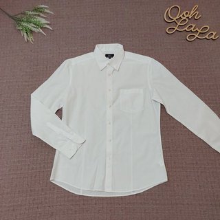 G2000 專櫃 型男必備 簡約 口袋 SMART FIT 白色 男長袖襯衫 男白色長袖襯衫 15.5