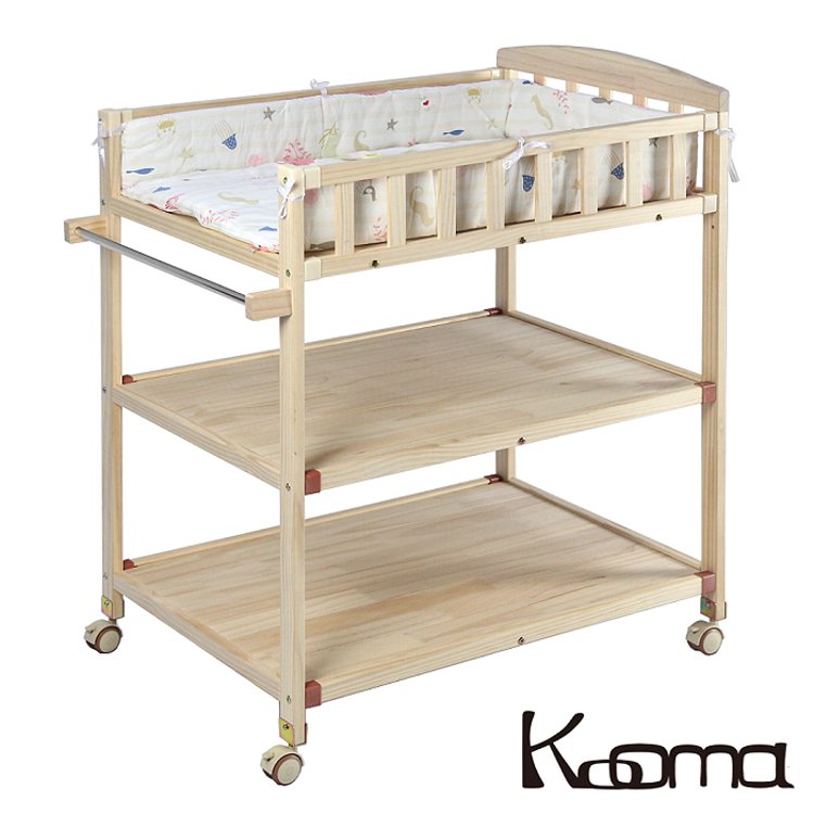 Kooma 嬰兒實木尿布台置物架(附棉墊、桿子) - 鯨魚