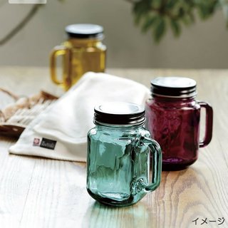 玻璃杯 日本 現貨【Maruankondo】M-mode CAFE STYLE 復古彩色玻璃瓶 梅森瓶 450ml