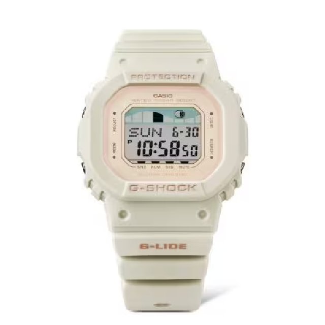 CASIO卡西歐G-LIDE GLX-S5600-7 潮汐月相電子錶/40.5mm/粉x白