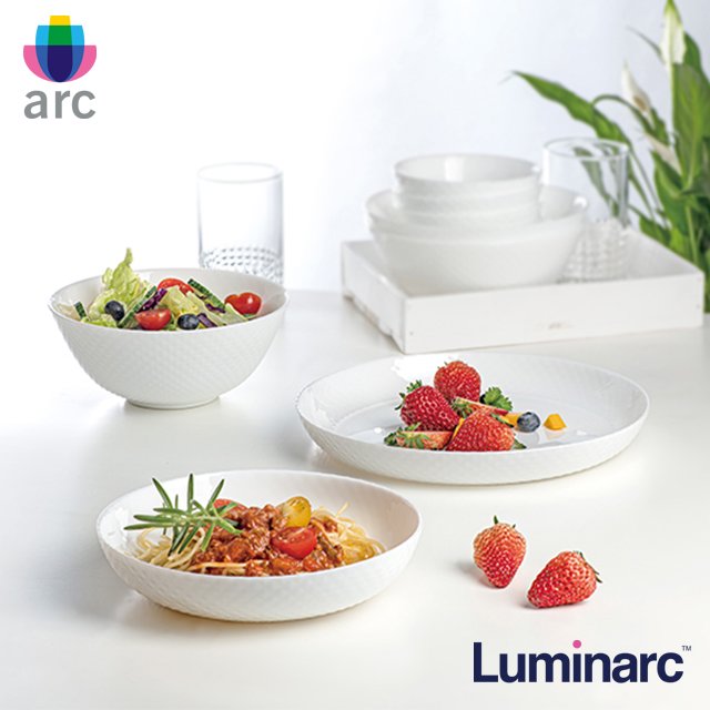 Luminarc樂美雅晶鑽浮雕強化餐盤三件組