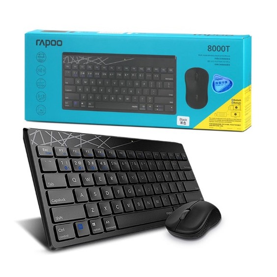 【全新品】RAPOO 雷柏 8000T 三模 藍芽+2.4G 多模式無線滑鼠套裝 鍵盤 BLACK