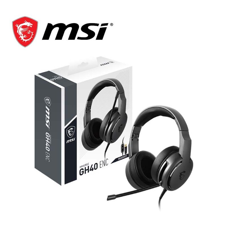 米特3C數位–MSI 微星 Immerse GH40 ENC 耳罩式耳機 電競耳機 耳機 耳罩耳機 麥克風