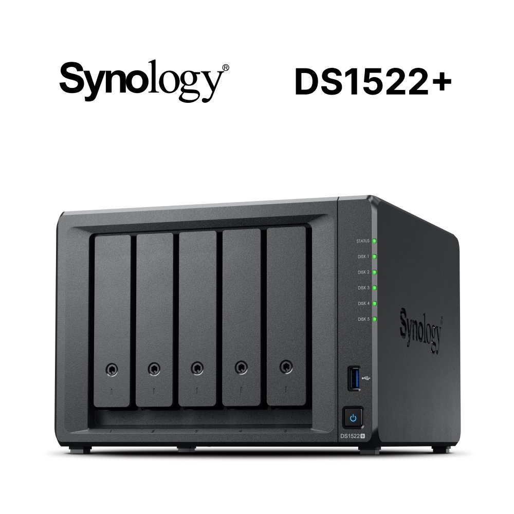 【hd數位3c】Synology DS1522+【5Bay】AMD Ryzen R1600 雙核(2.6GHz)/8GB D4/G-LAN*4【下標前請先詢問 客訂出貨】
