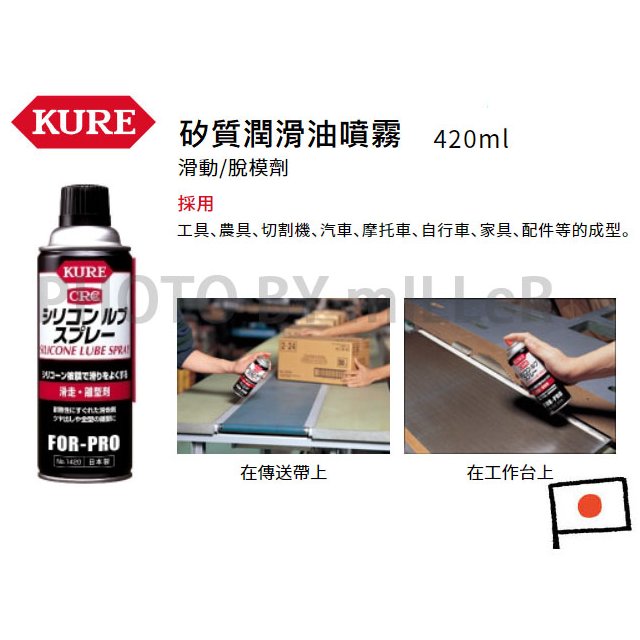 【米勒線上購物】日本 KURE 1420 矽質潤滑劑 可用於金屬、橡膠、塑料、木材和紙張等 有機矽潤滑劑/脫模劑
