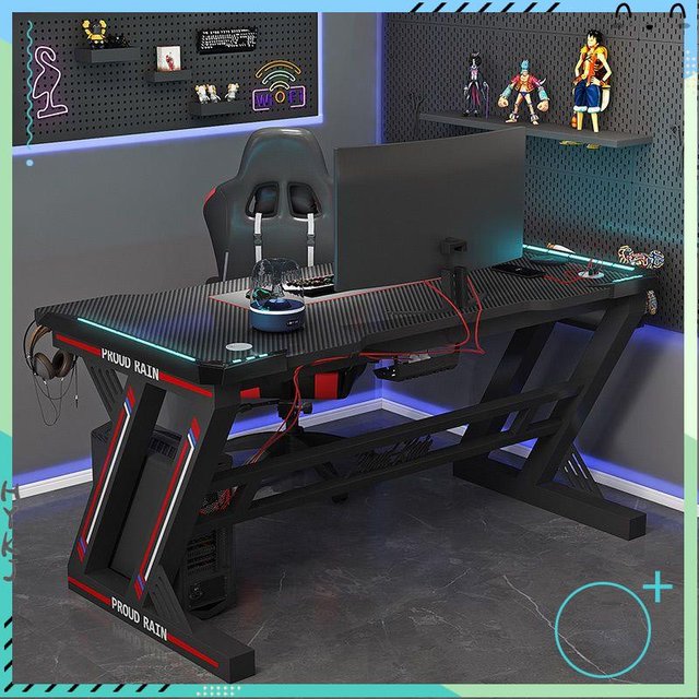 【HYKJ】📃附發票 碳纖維電腦桌臺式電競桌椅套裝家用專業游戲桌臥室寫字桌辦公桌子(5156元)