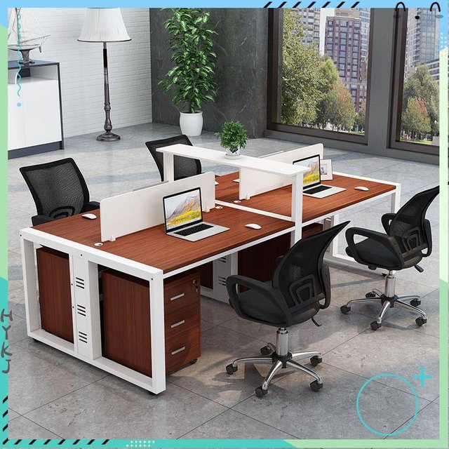 【HYKJ】📃附發票 辦公桌 辦公家具 新款辦公家具 桌椅組合 電腦卡座 4人位辦公桌 員工現代簡約6工位職員辦公桌(7930元)