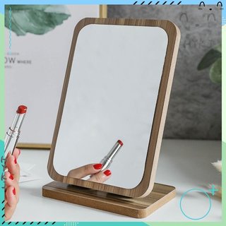 📃附發票 木質新款臺式化妝鏡子高清單面梳妝鏡美容鏡學生宿舍桌面鏡大號163(88元)