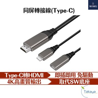 WiWU HDMI同屏轉接線 LIGHTNING TYPEC SW底座 轉接線 充電 轉接器 同屏投影 4K 1080P(690元)
