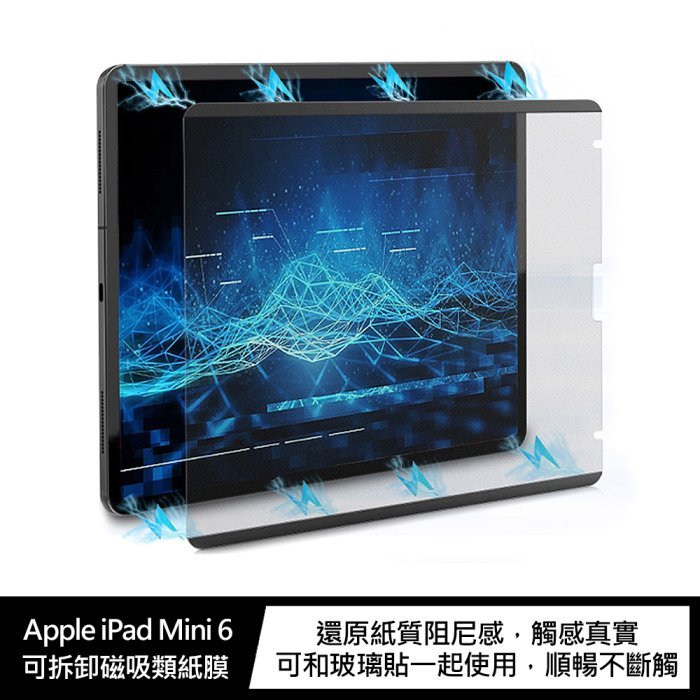 AOYi Apple iPad Mini 6 可拆卸磁吸類紙膜 可水洗的保護膜!