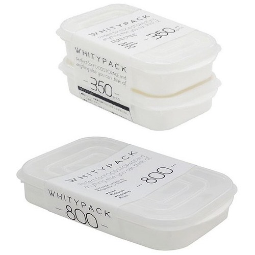 日本製【YAMADA】可微波保鮮盒 800ml 350ml二入 可冷凍 可微波 蔬果 肉類 水果 生鮮 收納盒 便當盒 密封盒 白色