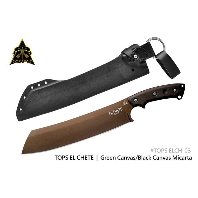 Tops Knives EL CHETE 03綠黑電木夾層柄大砍刀(1095高碳鋼(Midnight Bronze處理))-TOPS ELCH-03