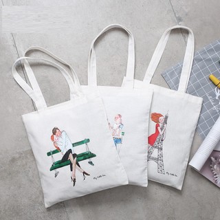 【日本雜誌附錄品】特價卡通人便攜折疊白色帆布購物袋節能環保袋收納袋手提袋批發價(200元)
