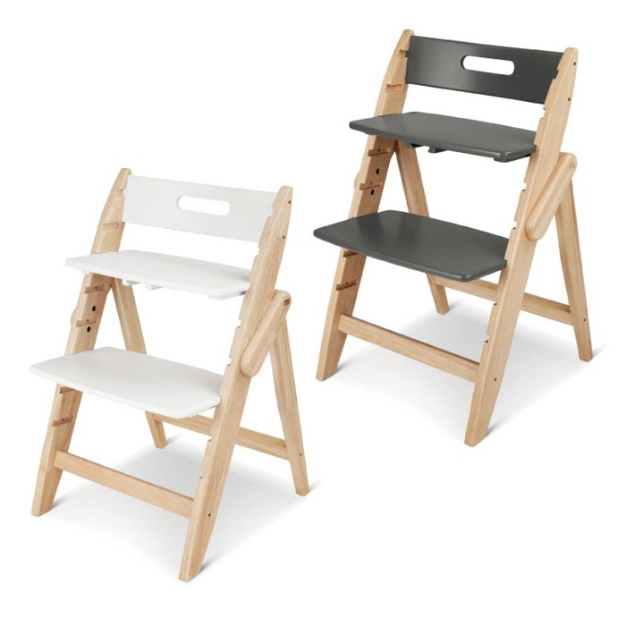 moji-YIPPY 全成長型原木高腳椅(象牙白/岩石灰)