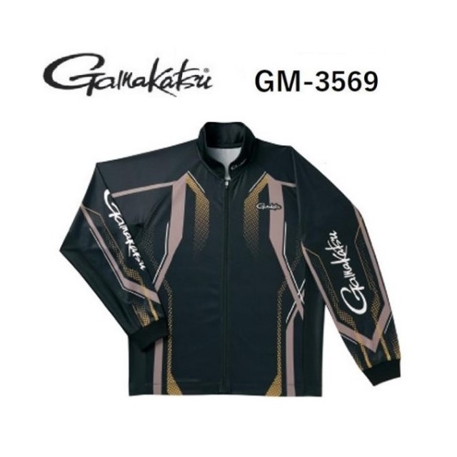 ◎百有釣具◎Gamakatsu GM-3569 Full Zip Tournament Shirt頂級長袖拉鍊排汗衫黑色