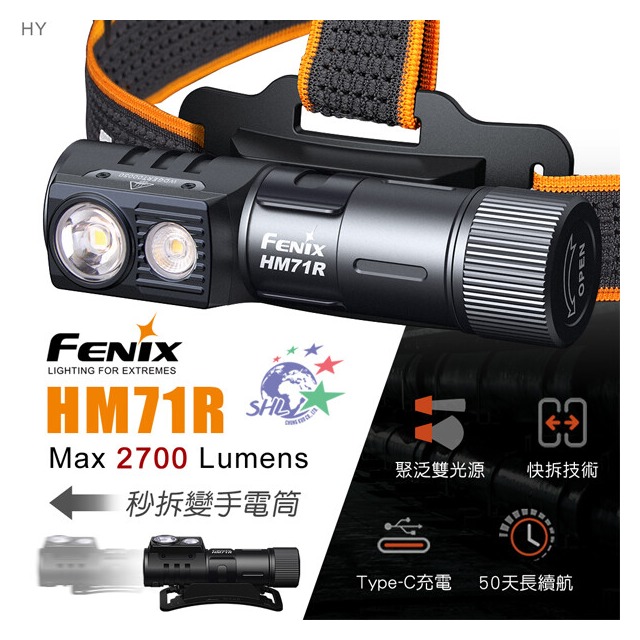 【詮國】FENIX 原廠特惠組高性能多用途工業頭燈 / Type-C充電 / HM71R
