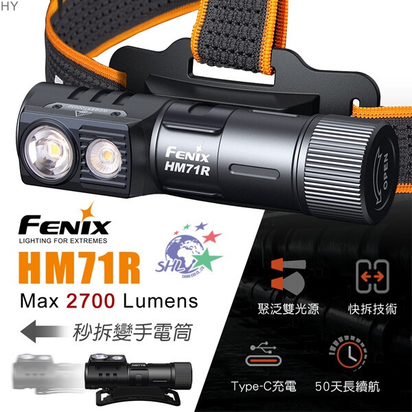 【詮國】FENIX 原廠特惠組高性能多用途工業頭燈 / Type-C充電 / HM71R