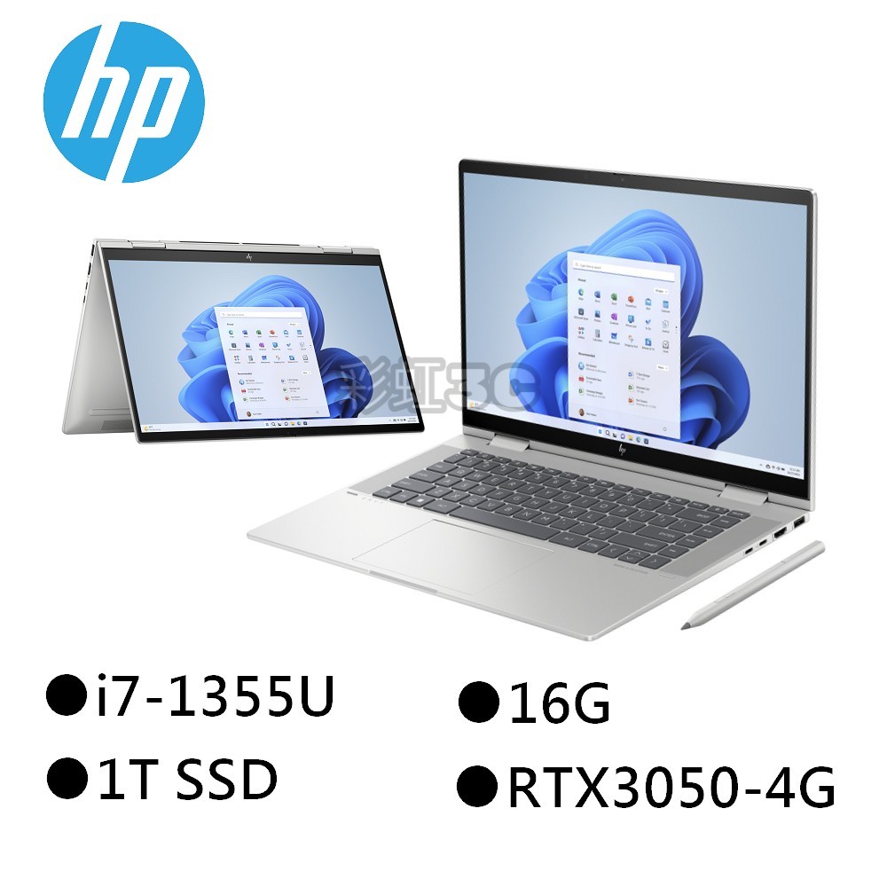 HP ENVY x360 15-fe0001TX璀燦銀 15.6吋OLED觸控翻轉筆電 i7-1355U/16G/1TSSD/RTX3050-4G