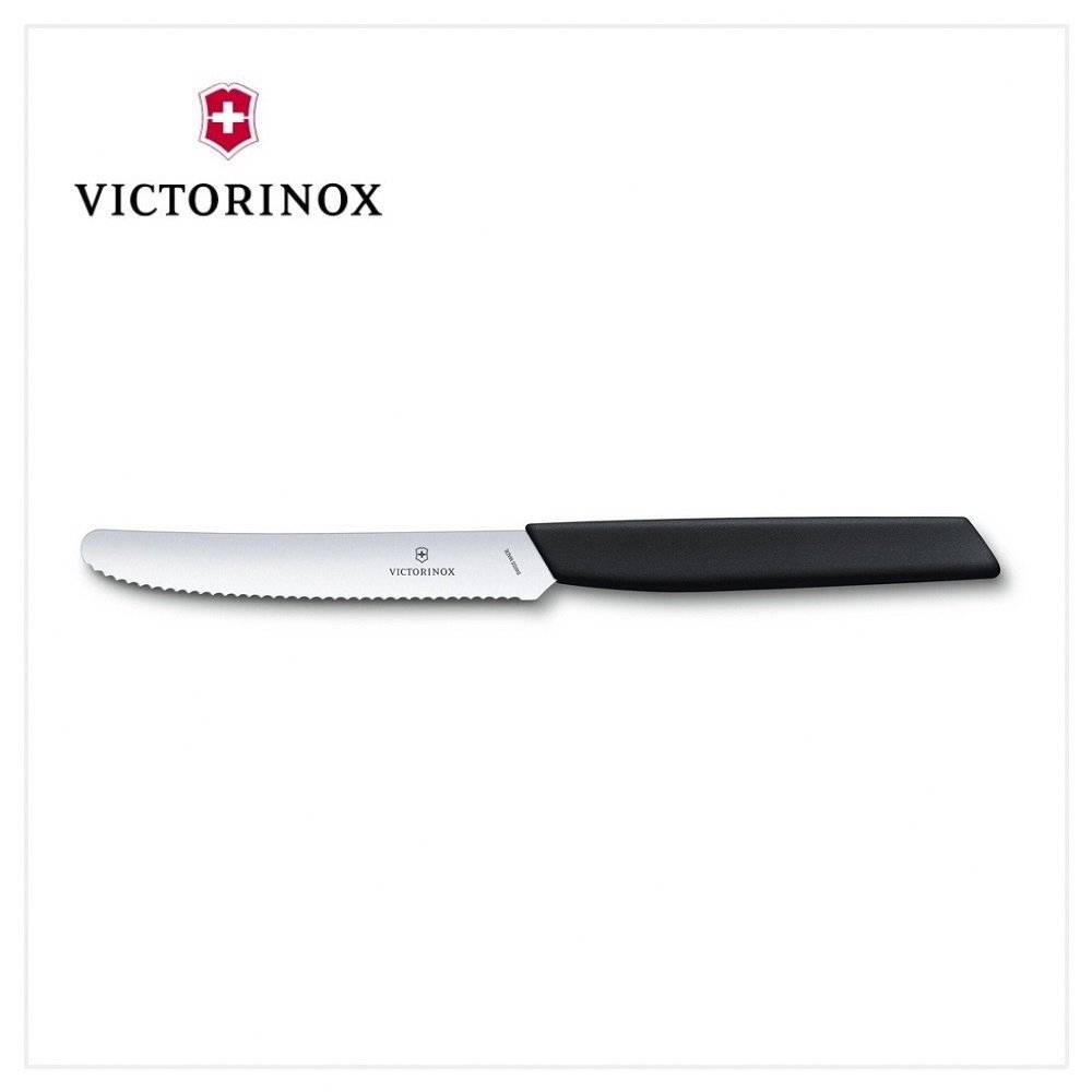 VICTORINOX 瑞士維氏 Swiss Modern 蕃茄刀 11cm 黑 6.9003.11W