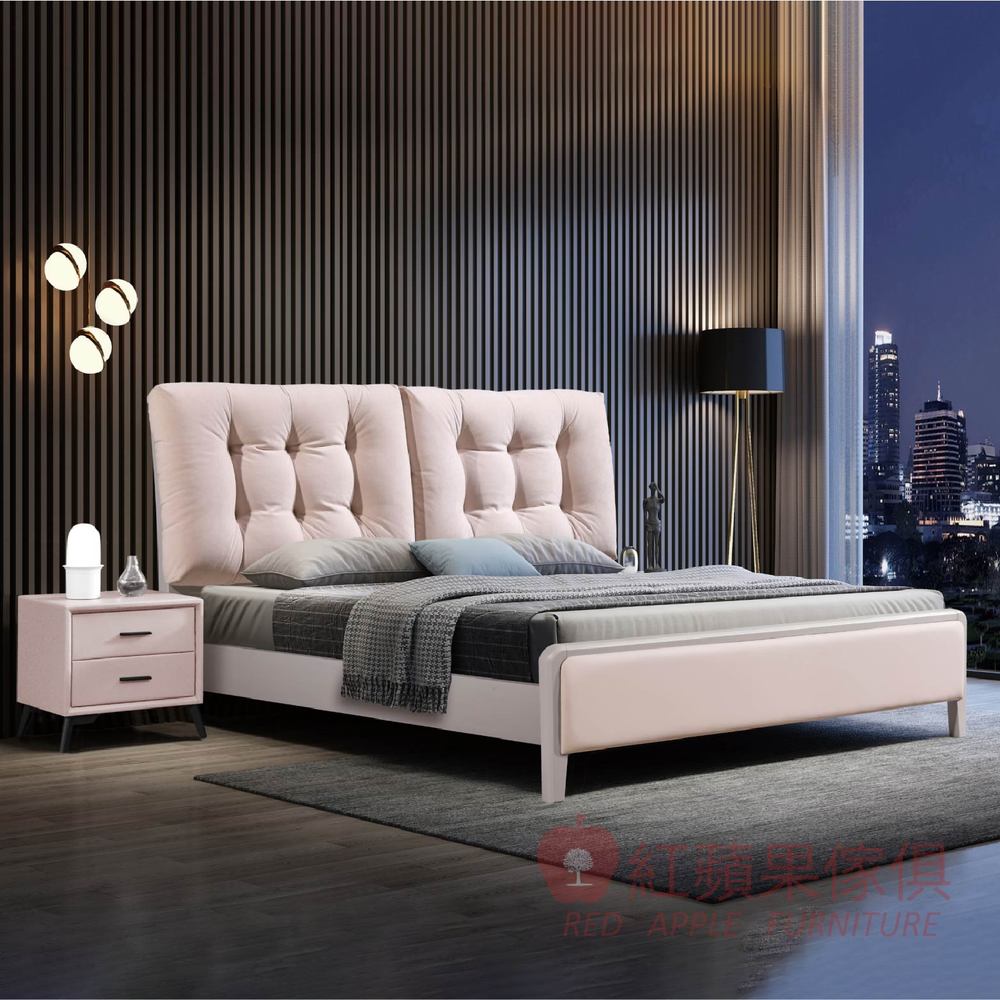 [紅蘋果傢俱] 簡約系列 MX-L08 床架 實木床架 雙人床架 雙人加大 環保水性漆 布床 絨布床