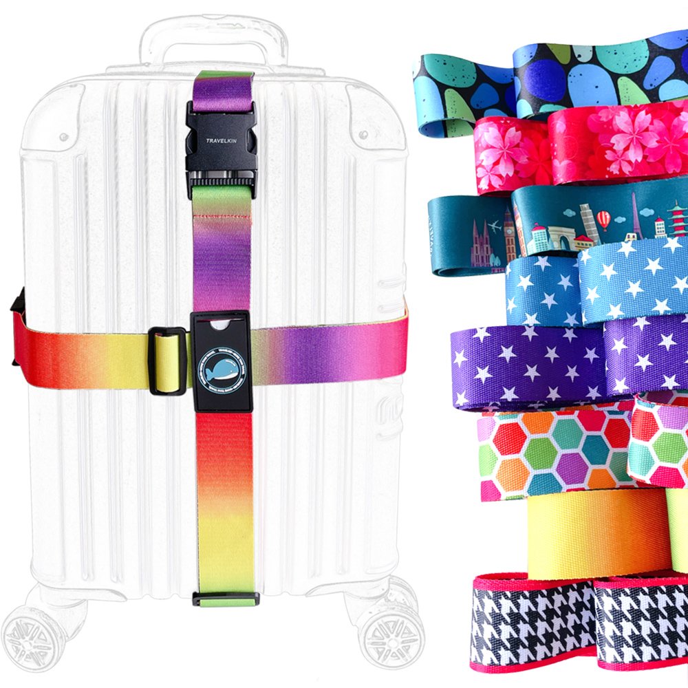 色彩繽紛行李箱可調式十字束帶/打包帶 (20~32吋行李箱適用)