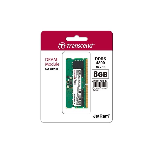 創見8GB JM DDR5 4800 SO-DIMM 1Rx16 1Gx16 CL40 1.1V(FOR NB) 記憶體