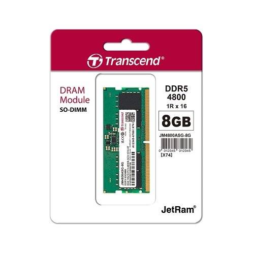 創見8GB JM DDR5 4800 SO-DIMM 1Rx16 1Gx16 CL40 1.1V(FOR NB) 記憶體