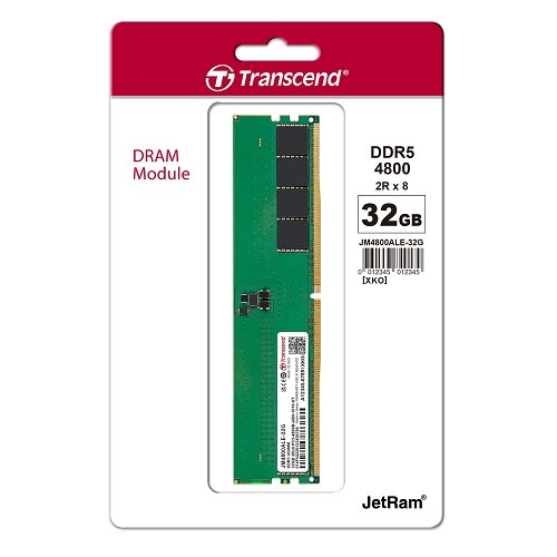 創見32GB JM DDR5 4800 U-DIMM 2Rx8 2Gx8 CL40 1.1V(FOR PC) 記憶體