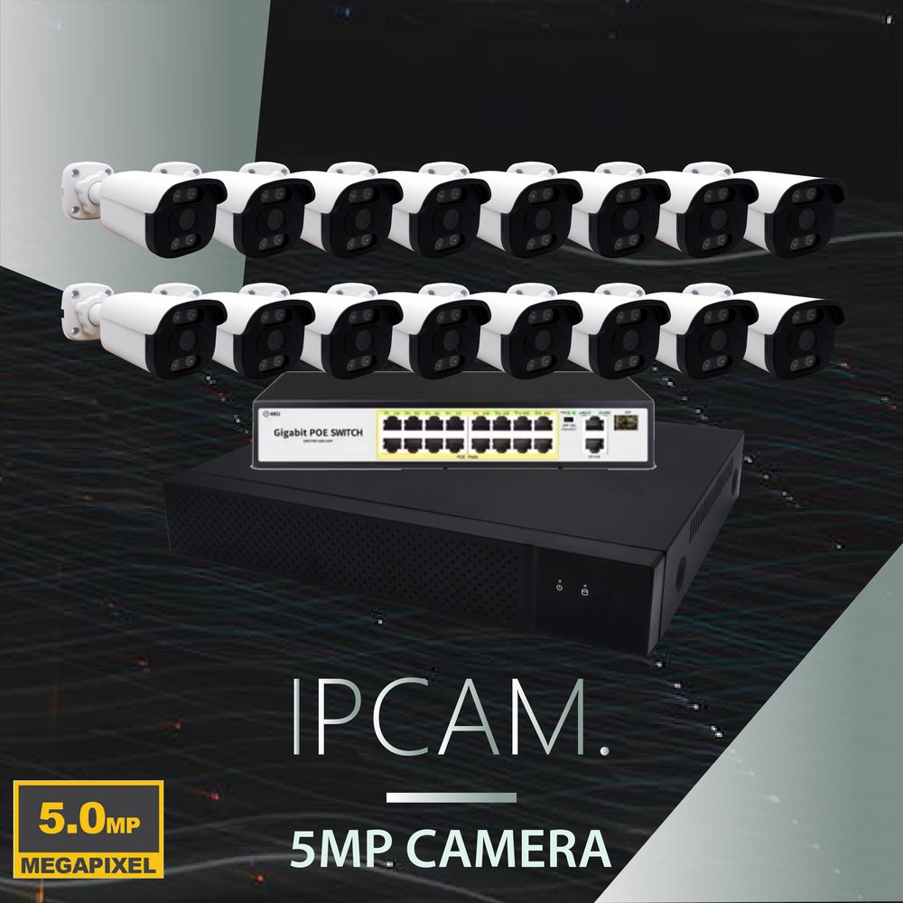 500萬 POE IPCAM網路攝影機 16路套裝 H.265+ 500萬數位監控錄影主機+交換器/免運費/1年保固/含稅