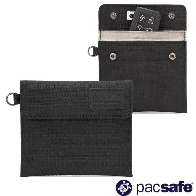 【澳洲 Pacsafe】RFIDsafe 晶片防側錄 汽車鑰匙靜音保護袋.隨身包袋.錢包/高科技靜音口袋.防止電子車鎖遭複製破解/10990130 黑色