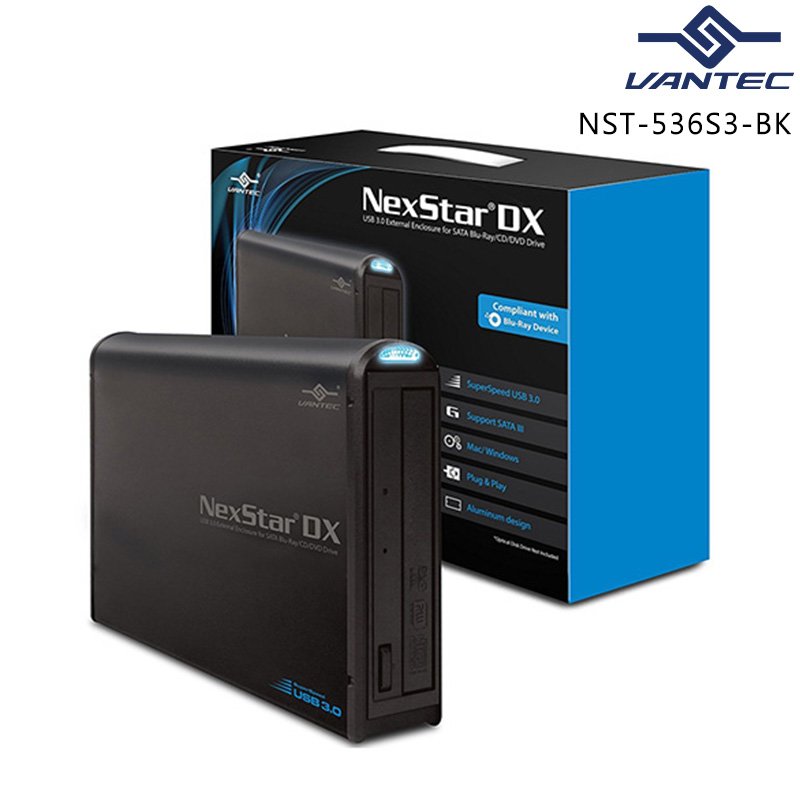 VANTEC 凡達克 NexStar DX USB3.0 藍光/DVD 5.25吋 SATA光碟燒錄機 外接盒 NST-536S3-BK
