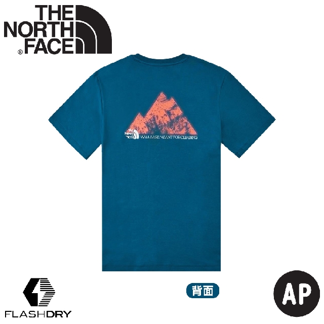 【The North Face 男 短袖棉T AP《藍珊瑚》】7WF5/吸濕排汗登山印花短袖T恤/運動衫