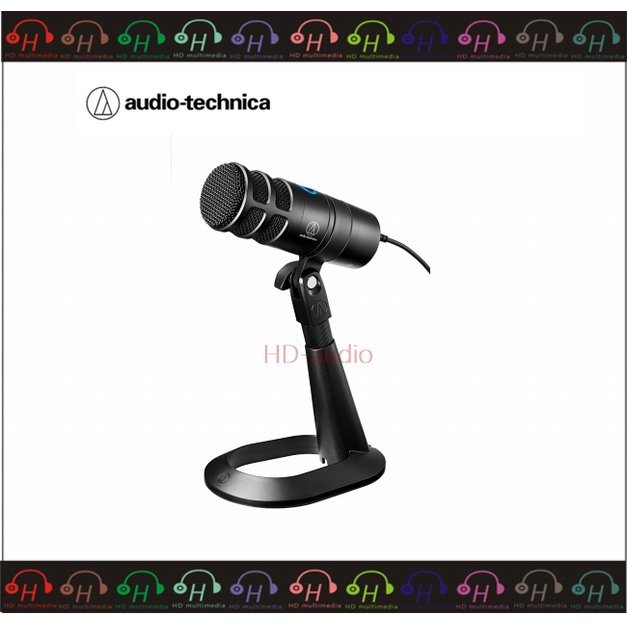 弘達影音多媒體 audio-technica鐵三角 AT2040USB超心形指向性USB麥克風+AT8703 Podcast專用麥克風 桌立架組