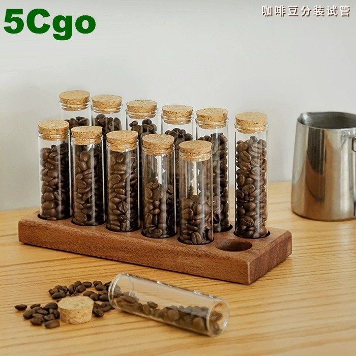 5Cgo咖啡豆保存罐分裝試管玻璃瓶展示架咖啡粉保存收納儲存密封罐銷售酒店飯店t716673574946含稅開發票