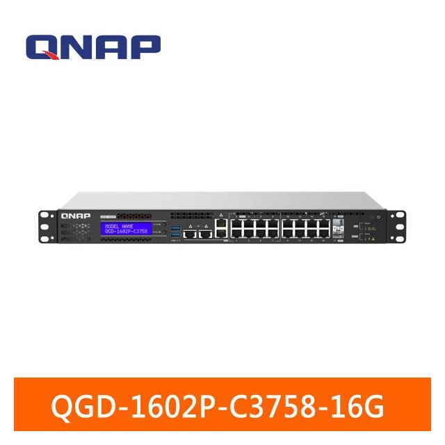 QNAP QGD - 1602P - C3758 - 16G 16埠Guardian L2網管型 PoE 10 / 2 . 5GbE交換器
