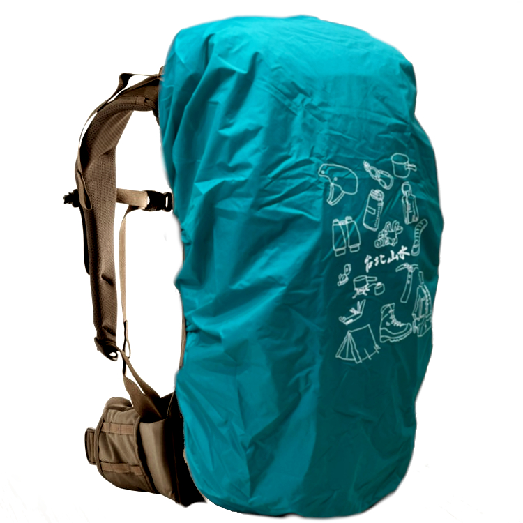台北山水 TPSS 背包套/防雨罩/背包客/登山/旅遊 插畫風- 裝備圖案 哥倫比亞綠 多種尺寸可選