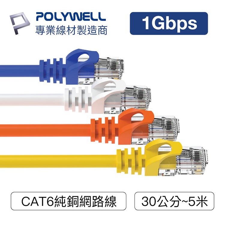 POLYWELL 寶利威爾 CAT6 高速網路線【2米】CAT.6 網路線 RJ45 福祿克認證 台灣現貨