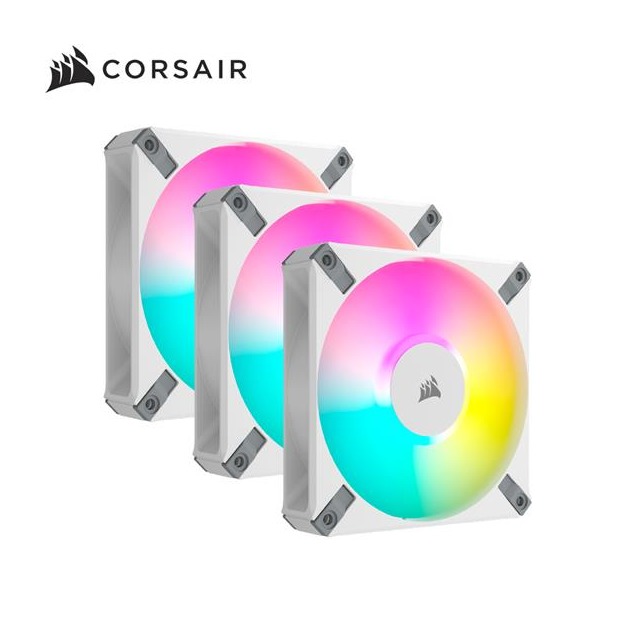 海盜船 CORSAIR AF120 RGB ELITE 白色機殼風扇*3+Lighting控制器