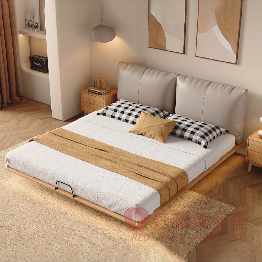 [紅蘋果傢俱] 橡木系列 POKQ-TG653 懸浮床 浮空床 實木床架 雙人床 雙人加大床 北歐風 實木