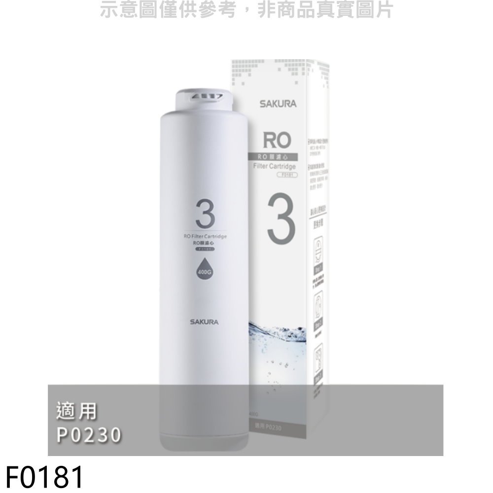 《可議價》櫻花【F0181】RO膜(400G)第3道適用P0230濾心(送5%購物金)