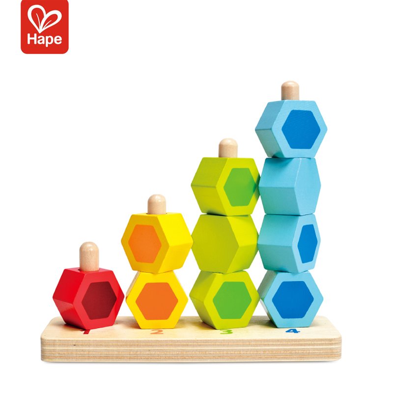 德國 Hape 愛傑卡 - 數字堆堆樂木製積木 /抓握玩具.安撫玩具