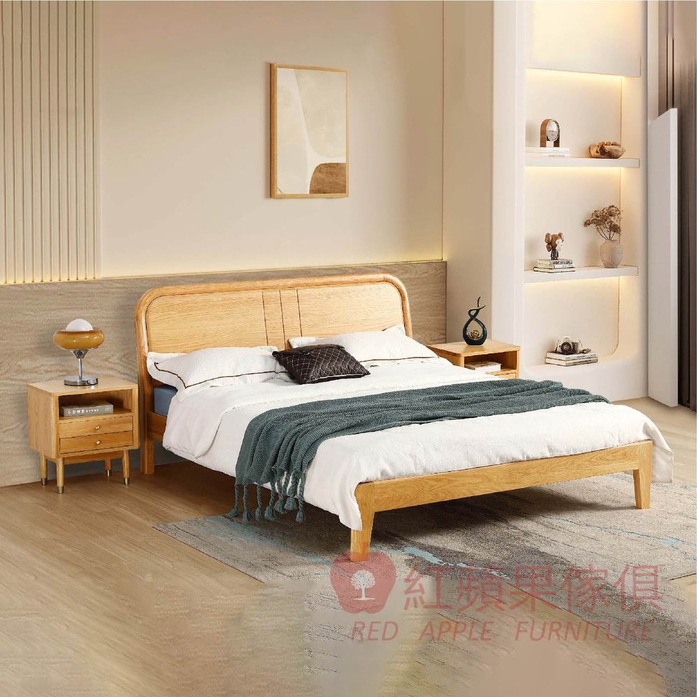 [紅蘋果傢俱] 橡木系列 POKQ-TG816 實木床 床架 實木床架 雙人床 雙人加大床 北歐風 實木